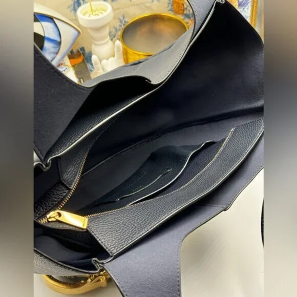 🆕 OROTON 🧿 NWOT Emilia Tote Bag, Navy Blue Leather - Picture 13 of 13